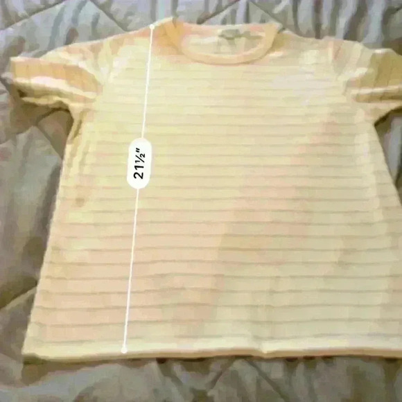 Molly Bracken Ecru Gold Striped Tee Size L/XL - Picture 5 of 7